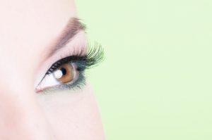 Macro shot of woman eye with lash extension